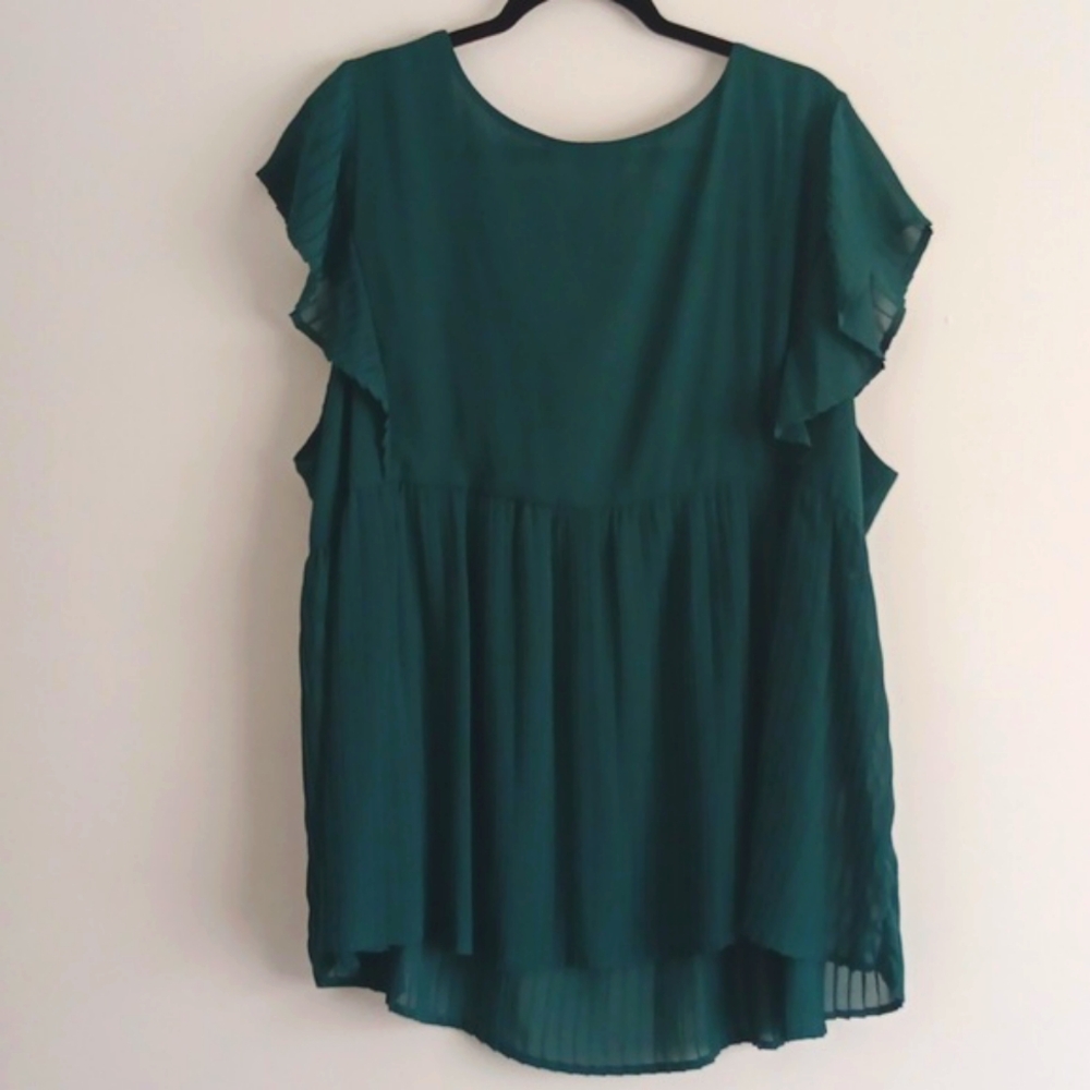 Lane Bryant Pinch Pleat Flutter Sleeve Blouse #1877 - Picture 5 of 7